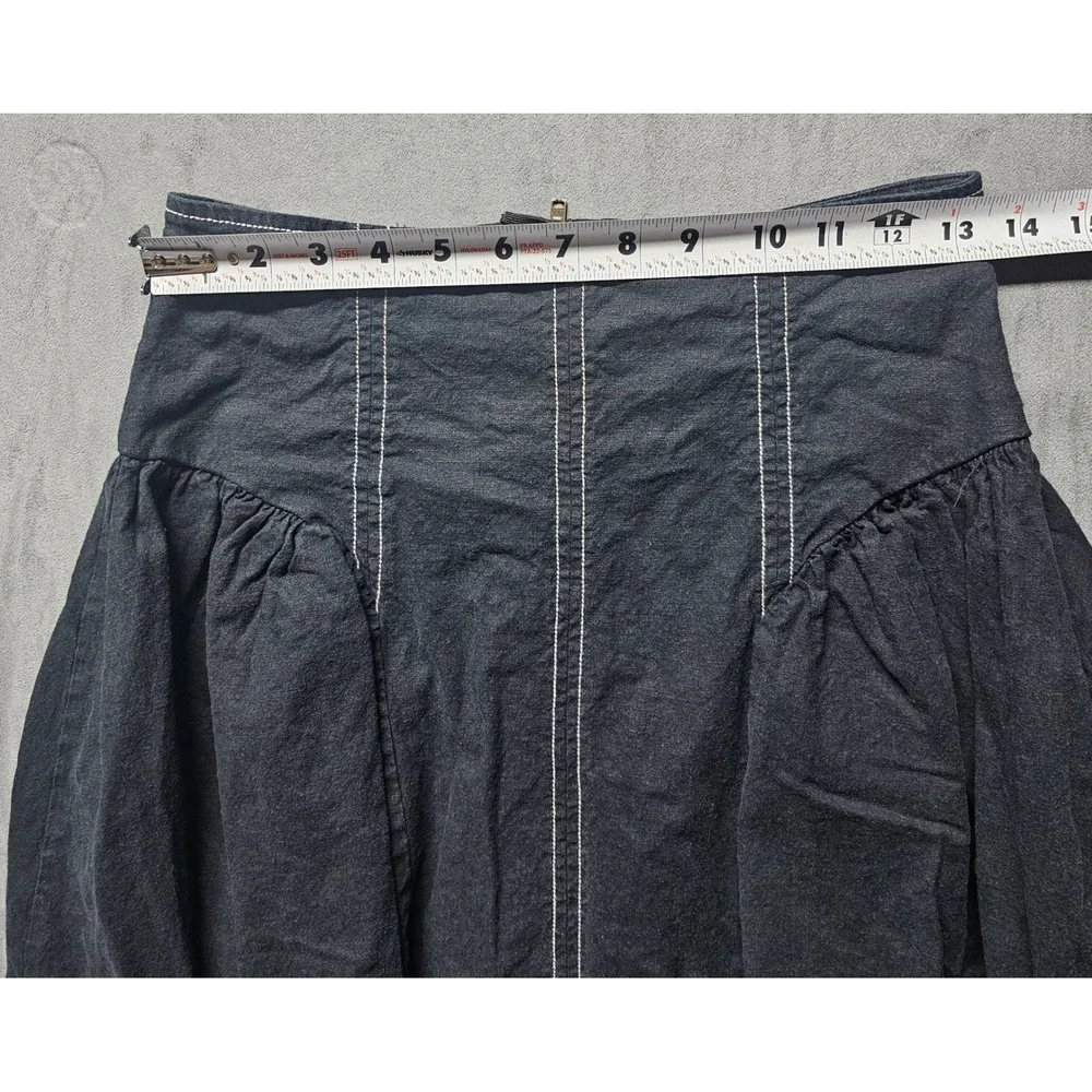 By Anthropologie XS Charcoal Grey Linen Blend Contrast Stitch Denim Skirt
